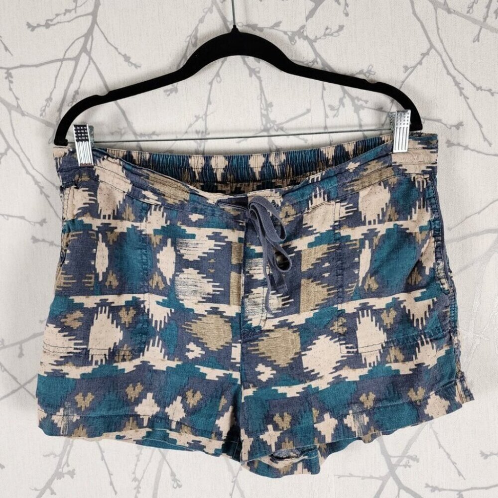 Caslon Aztec Printed 100% Linen High Rise Bermuda Shorts